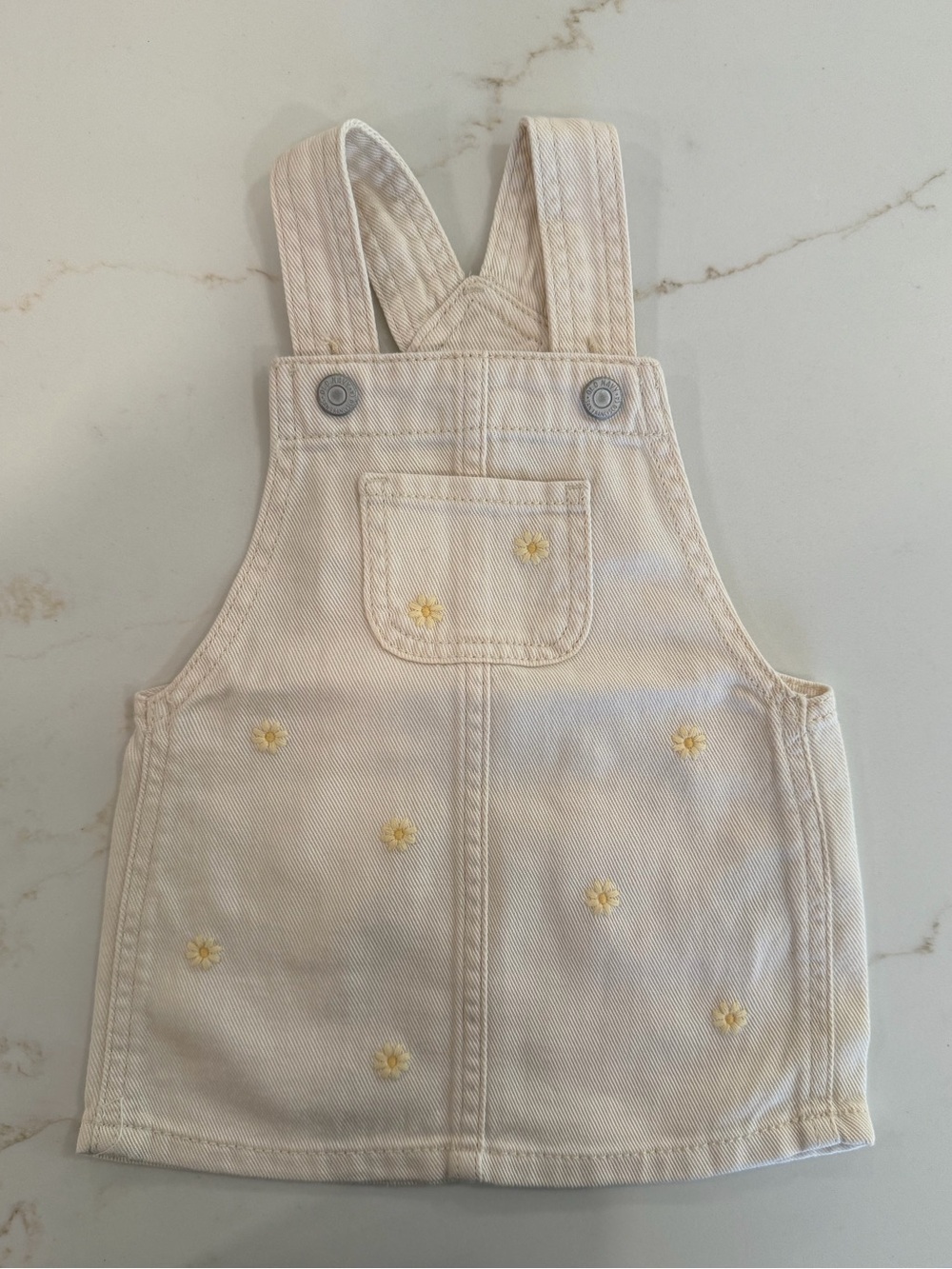 Old Navy Overall Dress with Yellow Daisy Embroidery
